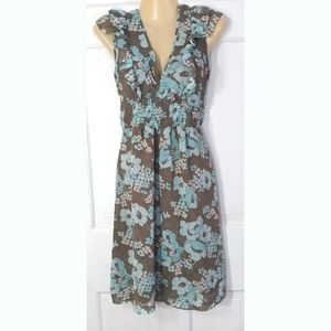 H&M Taupe and Turquoise Tea Dress: Size 8